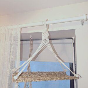 SOLD Wicker Macrame Hanging Shelf